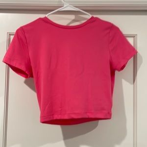 Hot Pink Cropped Short Sleeve Shirt